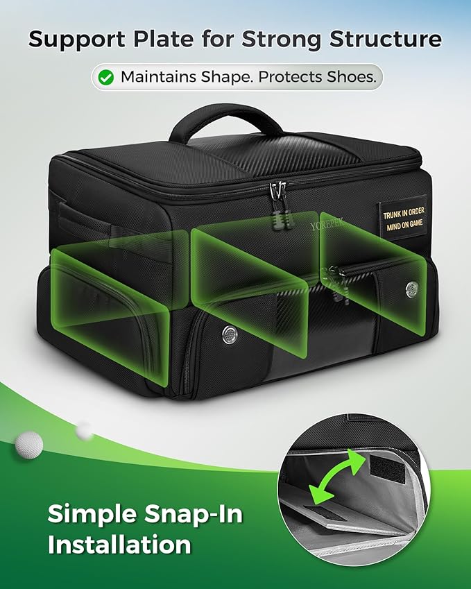 YOREPEK Upgraded Golf Trunk Organizer, Golf Gifts for Men, with Removable Insulated Pouch&Dust-Proof Protective Layer, Multi-Compartment fits 2 Pairs of Shoes, Golf Accessories
