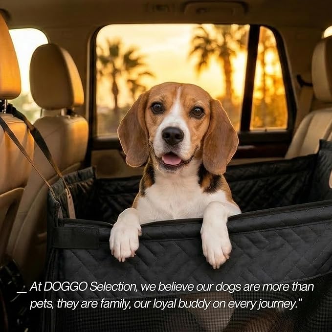 Dog Car Seat Cover with Hard Bottom – Back Seat Extender for Small & Medium Dogs, Waterproof & Non-Slip Hammock, Reinforced & Stable Design with Storage Pockets for Cars, SUVs & Trucks (Black)