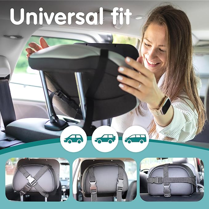 Onco Baby Car Mirror Rear Facing - Double Award-Winning Convex Car Mirror for Baby, 100% Shatterproof & Shakeproof with 360° Rotation, Newborn Essentials (9.6 x 6.9 in)