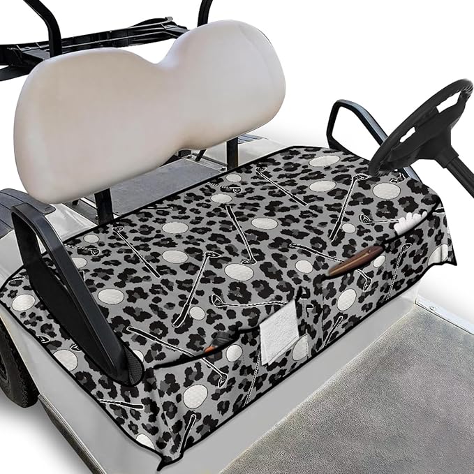 Universal Golf Cart Seat Cover with 4 Pockets Soft Golf Cart Seat Towel Blanket Fits 2-Seat Golf Carts