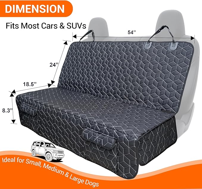 Meginc Bench Dog Car Seat Covers for SUV, Waterproof Dog Seat Cover for Back Sea, Dog Seat Cover Protector for Suvs,Cars,Trucks, Heavy Duty Non-Slip Split Bench, Pet & Kid Proof (52" W)