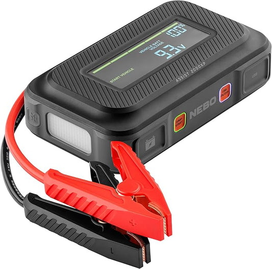 NEBO Assist 2000XP Jump Starter | 2000 Amps, 55.5Wh Power Supply, Multi-Device Charging, and Integrated Floodlight, USB Compatible, Portable Battery, Automotive, Emergency, Smark-Proof Safety