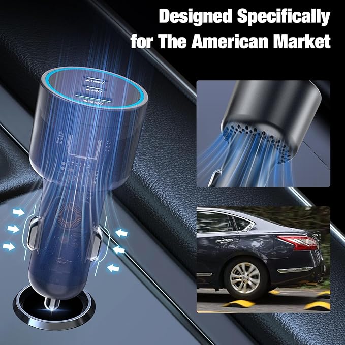 140W USB C Car Charger, Super Fast Charging for iPhone 17 Pro Max/16/MacBook Pro/Air/Samsung S26, Drone, Laptop, Starlink Mini, PD3.1 & PPS 45W Type C Cigarette Lighter Adapter with 100W E-Mark Cord
