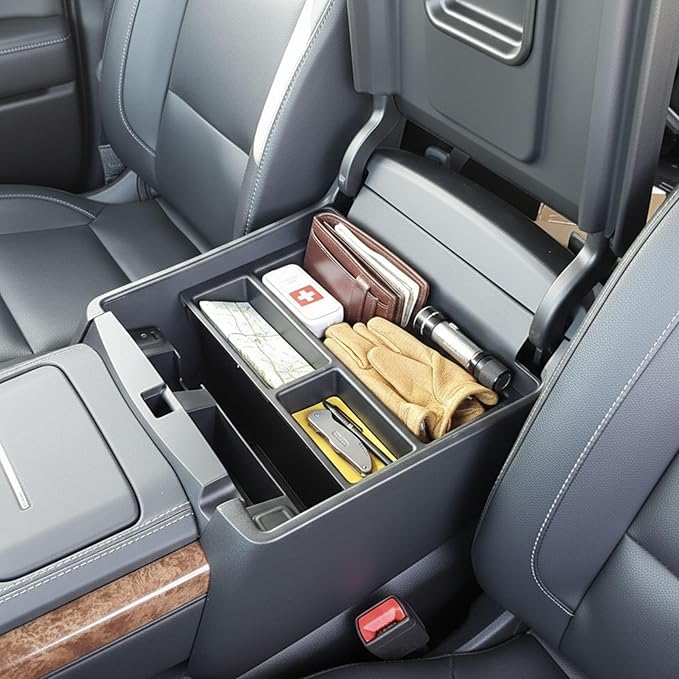 Vehicle OCD Center Console Organizer Tray for Chevy Silverado/GMC Sierra 1500 (2014-18) & 2500/3500 HD (2015-19) / Chevy Suburban/Tahoe/GMC Yukon (2015-20) - Made in USA - SLX123