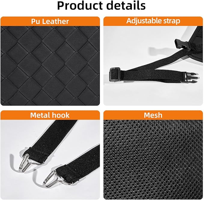 Purse Holder for Car,Car Purse Holder Between Seats,PU Leather Seat Back Organizer,Large Capacity Bag,Car Net Pocket Handbag Holder,Pet Barrier(Black)