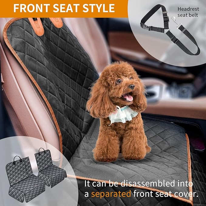IVY&LANE Dog Car Seat Cover for Back Seat,Conversible 2-in-1 Waterproof Front Seat Cover,Heavy-Duty & Scratchproof Car Seat Protector Cover for SUVs,Trucks and Sedans,Large