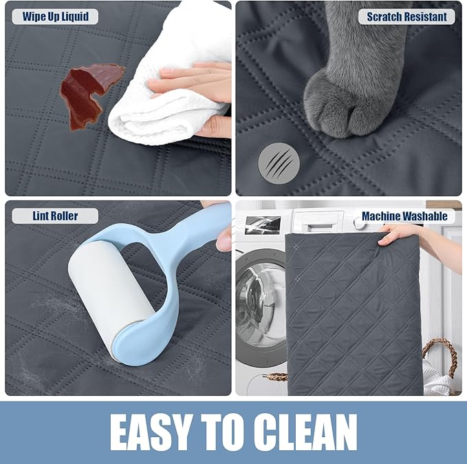 Smiry Waterproof Dog Bed Cover Pet Blanket, Soft Washable Dog Blanket for Furniture Bed Couch Sofa Reversible, Checkered (30"x53", Dark Grey/Beige)