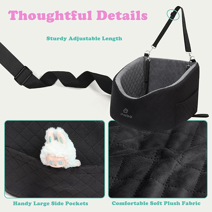 Dog Car Seat for Small & Medium Dogs - Crash-Protective, Non-Slip, Protects Car Interior, Detachable & Washable