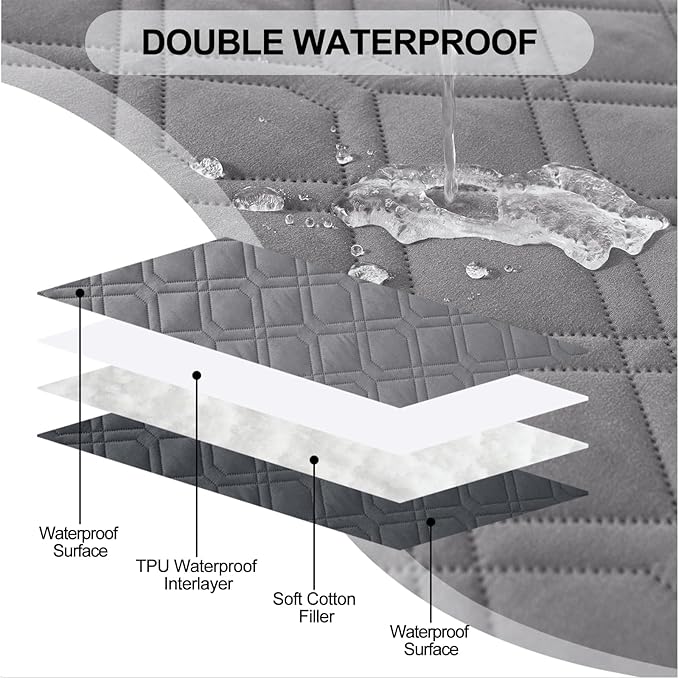 Smiry Reversible Waterproof Couch Covers for Sofa, Washable Dogs Pet Couch Covers for 3 Cushion Sofa Pet Friendly, Water Resistant Furniture Protector Slipcover, Geometric (82"x82", Grey/Dark Grey)