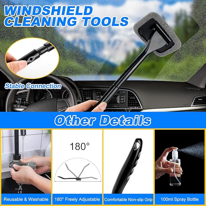 AUTODECO 41Pcs Car Cleaning Wash Kit Interior Detailing Cleaner Kit with High Power Handheld Vacuum, Collapsible Bucket, Windshield Tool, Snow Shovel, Tire Brush, Complete Car Care Tools, Blue