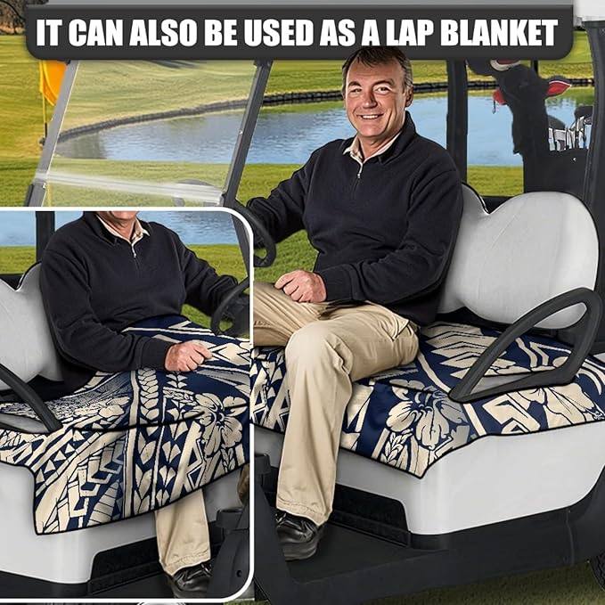 Universal Golf Cart Seat Cover with 4 Pockets Soft Golf Cart Seat Towel Blanket Fits 2-Seat Golf Carts