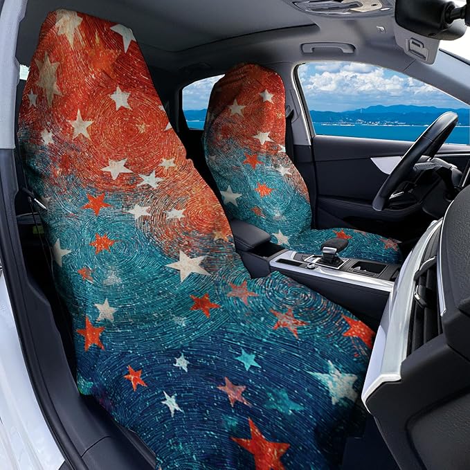 2 Pack Car Towel Seat Covers with Storage Bag, Multifunctional Towel for Gym Outdoor Sport, Picnic, Beach, Pet Dog Travel,Non-Slip Washable Car Seat Protector (Starry)