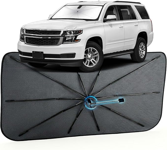 Car Windshield Sun Shade for Chevrolet Tahoe 2015-2020 –[Reflective Coated Fabric] Sunshade Umbrella for Front Window, Car Shades Sun Visor Keep Car Cool and Protects Interior, 1:1 Exact Fit