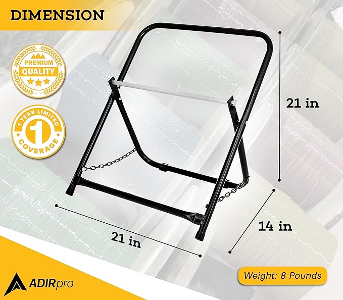 AdirPro Single Axle Cable Reel Caddy | Industrial Steel Wire Dispenser | Holds Reels Up to 20" Diameter & 100 lb Capacity | Black