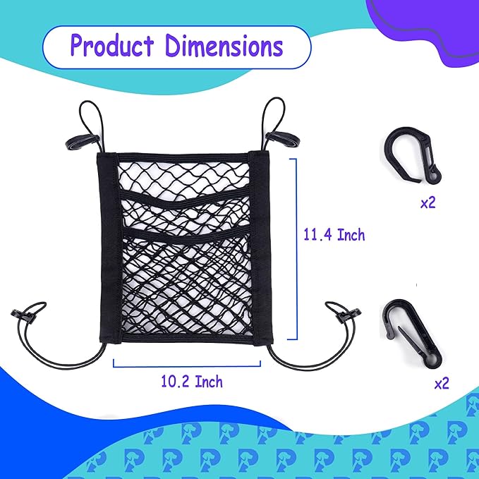 Dog Car Net Barrier Pet Barrier with Auto Safety Mesh Organizer - Stretchable Storage Bag - Universal Fit for Cars and SUVs - Easy Install Car Divider for Safe Driving with Children, Pets