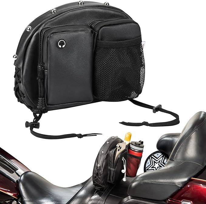 KEMIMOTO Motorcycle Backrest Bag Sissy Bar Driver Backrest Bags Organizer Kit Rider Back Rest Seat Pocket Compatible with CVO Road Glide Limited Tri Glide Touring Softail