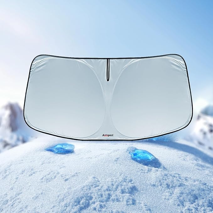 Windshield Sun Shade for Honda Accord 2023, 2024, 2025, 2026 – Custom Fit Sun Shield with Mirror Cut‑Out, Blocks Heat & UV, Foldable with Storage Pouch - Honda Accord Windshield Sunshade