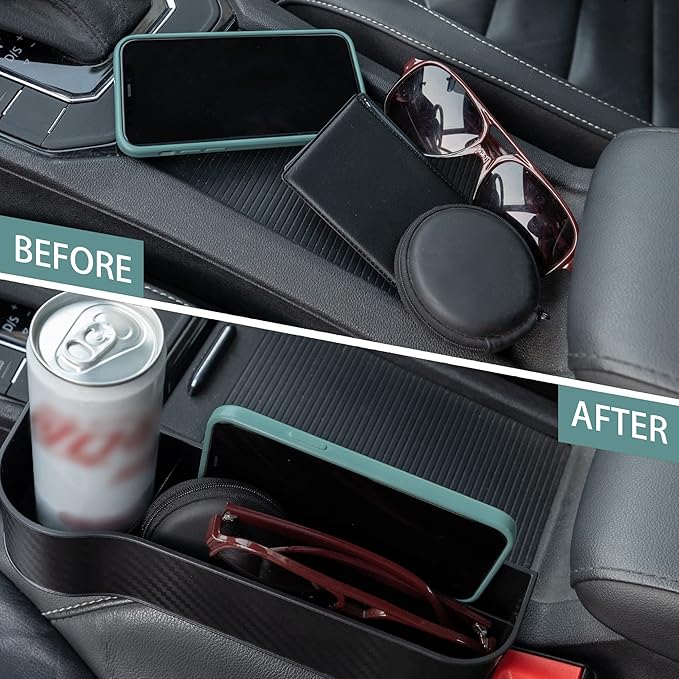 Ouzorp 2 Pack Car Seat Gap Filler Organizer, Multifunctional Car Seat Organizer, Auto Console Side Storage Box, Car Organizer Front Seat for Holding Phone, Car Pocket for Interior Essentials