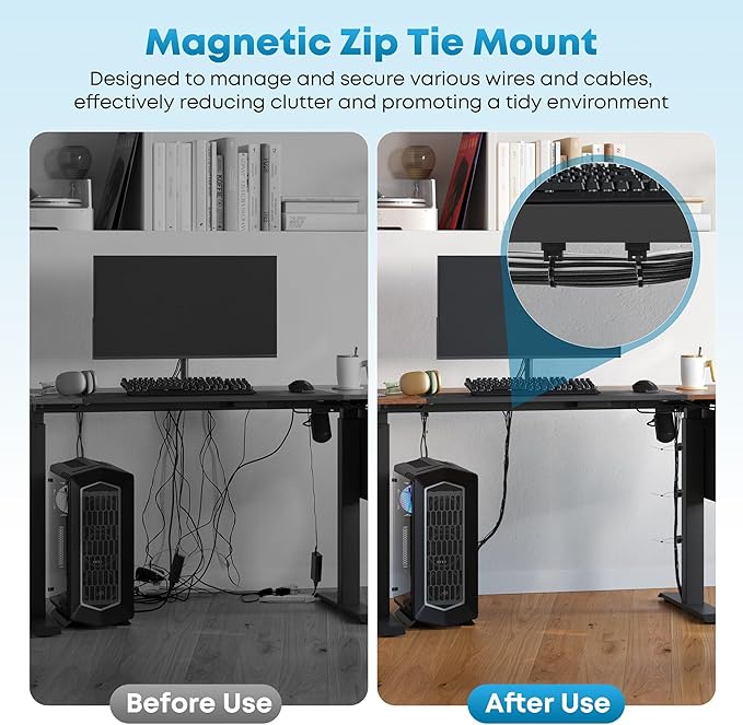 110 Pcs Magnetic Zip Tie Mount Kit(100 zip ties 10 Magnet base) Strong magnetic wire holder, Magnet Cable Tie Clips Holder Wire Management Clips for Home Office Marine Electrical Wiring Organization