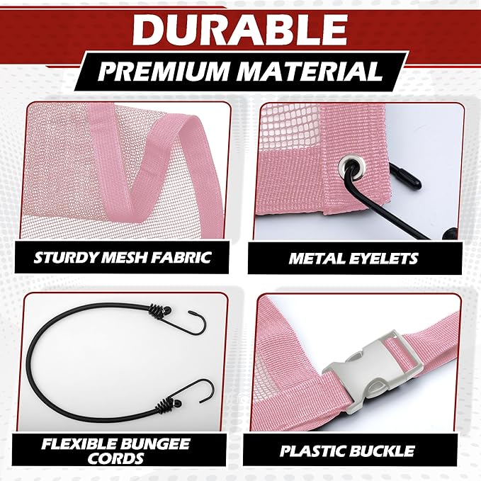 Universal Dog Car Net Barrier – Sturdy Mesh, Easy Install, Breathable Design, Easy to Clean, Flexible Bungee Cords for Adjustable Fit 23"×23" (Pink)