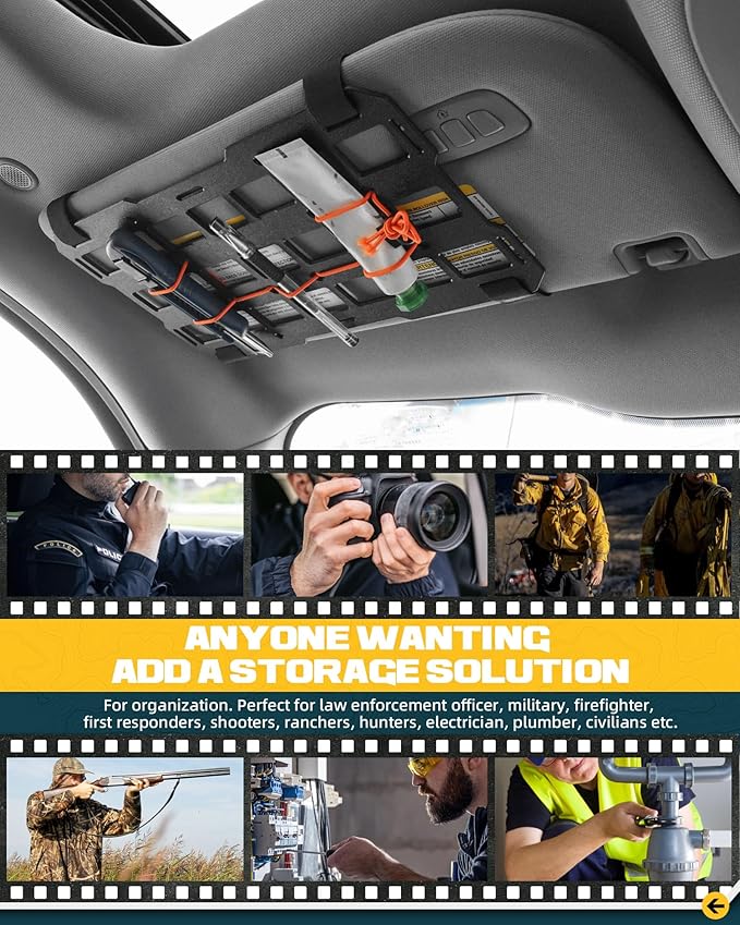 Trumgeta 7"x13" Universal Sun Visor Organizer Rigid MOLLE Panel for Vehicle Car SUV Trucks Tactical Gears Interior Accessories