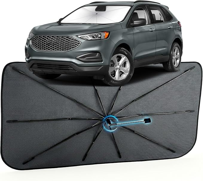 Car Windshield Sun Shade for Ford Edge 2015-2026 –[Reflective Coated Fabric] Sunshade Umbrella for Front Window, Car Shades Sun Visor Keep Car Cool and Protects Interior, 1:1 Exact Fit