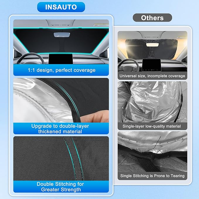 INSAUTO Custom Fit Windshield Sun Shade Accessories for Chrysler 300/300C 2011-2023, Foldable Front Window Sunshade, UV & Heat Reflector, Keeps Interior Cool, Includes Storage Bag