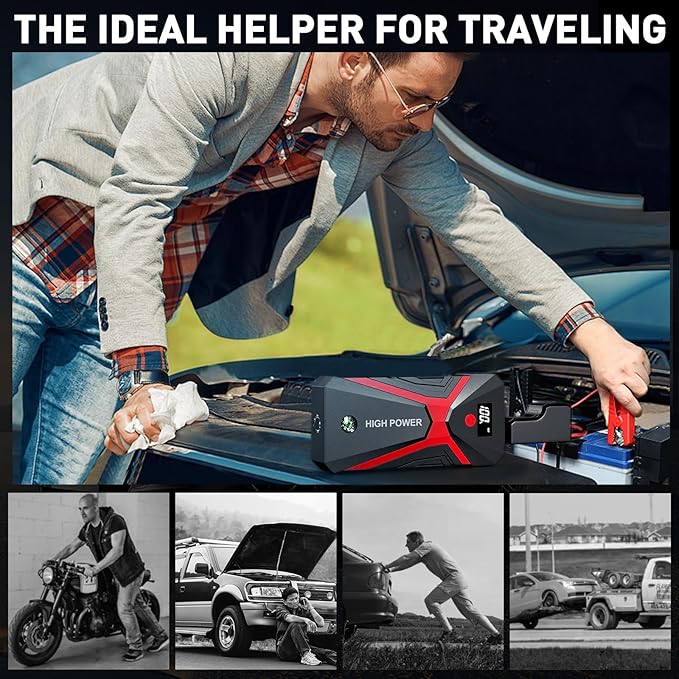 Jump Starter, 1600A 4 in 1 Function Battery Jumper Starter Portable Up to 8.5L Gas & 5.0L Diesel Engines 12V Jump Box for Car Battery with Smart Jumper Cables and LED Flashlight