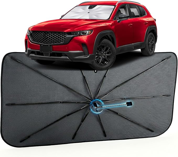 Car Windshield Sun Shade for Mazda CX-50 2023-2026 –[Reflective Coated Fabric] Sunshade Umbrella for Front Window, Car Shades Sun Visor Keep Car Cool and Protects Interior, 1:1 Exact Fit