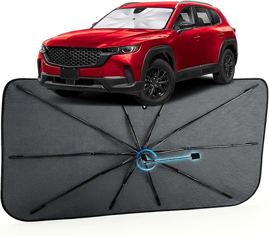 Car Windshield Sun Shade for Mazda CX-50 2023-2026 –[Reflective Coated Fabric] Sunshade Umbrella for Front Window, Car Shades Sun Visor Keep Car Cool and Protects Interior, 1:1 Exact Fit