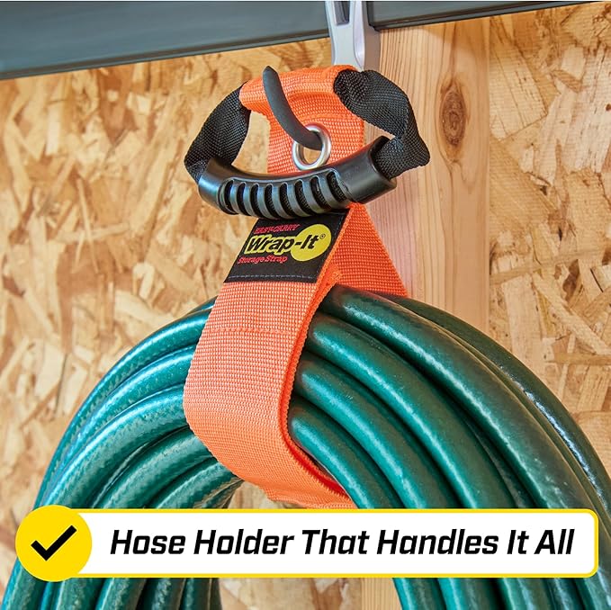 Easy-Carry Wrap-It Storage Straps - 22” (2-Pack) Blaze Orange with Grommet - Extension Cord Storage Holders and Carrying Straps for Garden Hose Storage