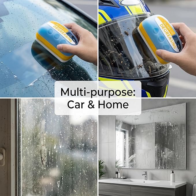 Automotive Windshield Oil Film Remover - Upgraded Pump-Action Glass Stripper Tool - Deep Cleaning Sponge for Water Spots, Road Grime & Bird Droppings - Restores Clarity & Fixes Wiper Chatter -2