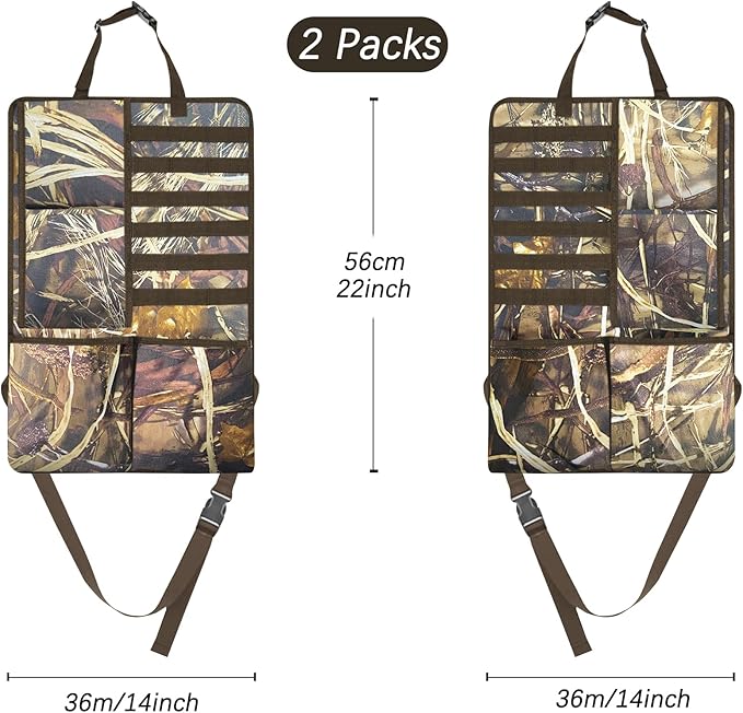 Car Seat Back Gun Rack, 2 Pack Automotive Truck Racks for Hunting Gear, Seat Back Gun Sling Holder with Storage Pockets for Truck SUV