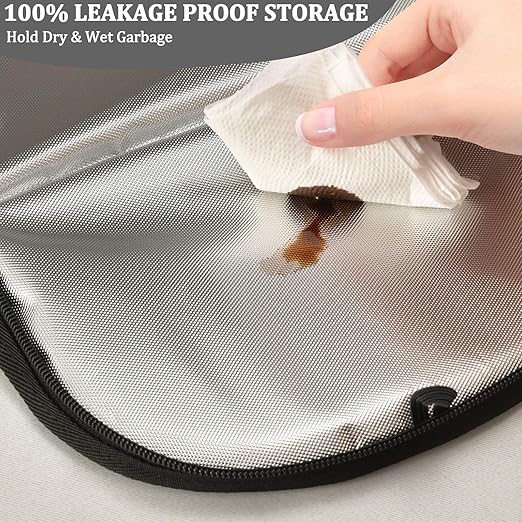 Car Trash Can Black White Bow Car Garbage Bag with Lid Hanging Waterproof Leak Proof Vehicle Storage Bin