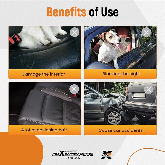 maXpeedingrods Dog Car Barrier for Tesla Model Y 2021 2022 2023 2024, Pet Barrier Heavy-Duty Metal Stainless Steel Dog Divider for SUV