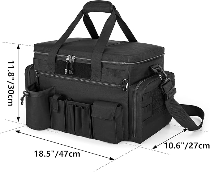 Trunab Patrol Bag, Police Duty Bag, Car Front Seat Organizer with 15.6” Tablet and Laptop Storage for Law Enforcement, Police Patrol, MOLLE Compatible