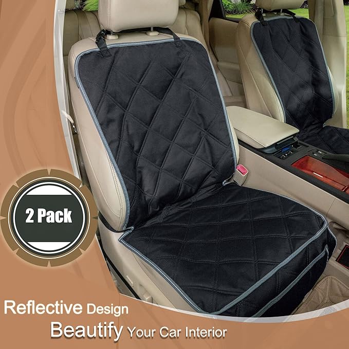 YESYEES Dog Front Seat Covers for Cars, 2 Pack Waterproof Bucket Seat Covers for Dogs with 4 Nonslip Straps, Long-Lasting Pet Car Seat Protector Universal Fit for Cars Trucks and SUVs (Black)