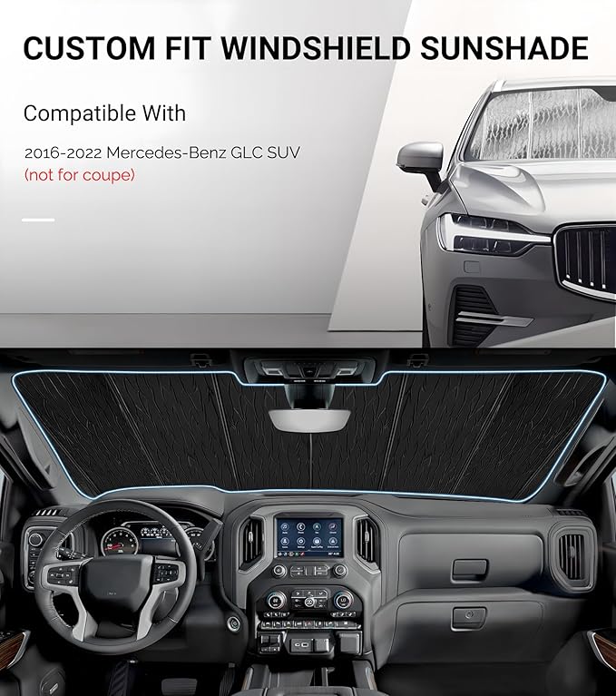 Pigenius Windshield Sunshade for Mercedes-Benz GLC SUV 2016-2022 Front Window Sun Shade - AstraGuard