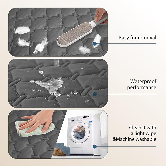gogobunny 3X Stronger Waterproof Pet Blanket, Scratch Proof Furniture Protector for Dogs Cats, Reversible Cover 82x120 Inch, Dark Grey