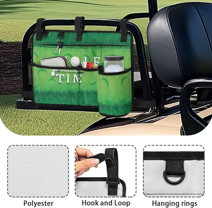 Golf Cart Storage Bag Non-Slip Golf Cart Rear Seat Organizer with 4 Pocket for Ezgo Yamaha Club Car and Other 2-Seat Golfs Carts