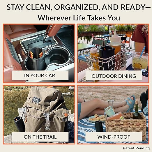 Trash Trapper Mini Car Trash Container – Frees Your Cupholder, Traps More & Empties Less with Patent-Pending Compaction, Holds Weeks of Small Trash, Portable for Car, Stroller & Travel, Black