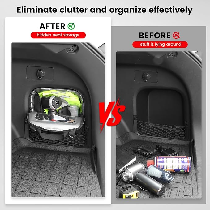 3rd Gen Upgrade RAV4 Trunk Cubby Bag Organizer with Clear Window,Small Cargo Side Pocket Compatible with Toyota Rav4 2025 2024 2023 2022 2021 2020 2019 Storage Emergency Backpack for Empty Hole