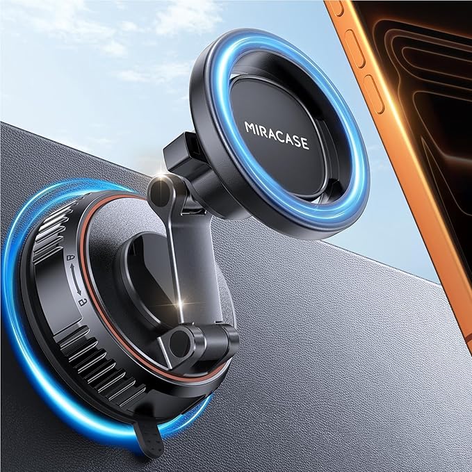 Miracase for MagSafe Car Mount [3600gf Strong Magnet & 89+LBS Suction Base] Vacuum Magnetic Phone Holders for Your Car, 360° Adjustable Dashboard & Windshield Mount for iPhone17-12 Pro Max Plus Air