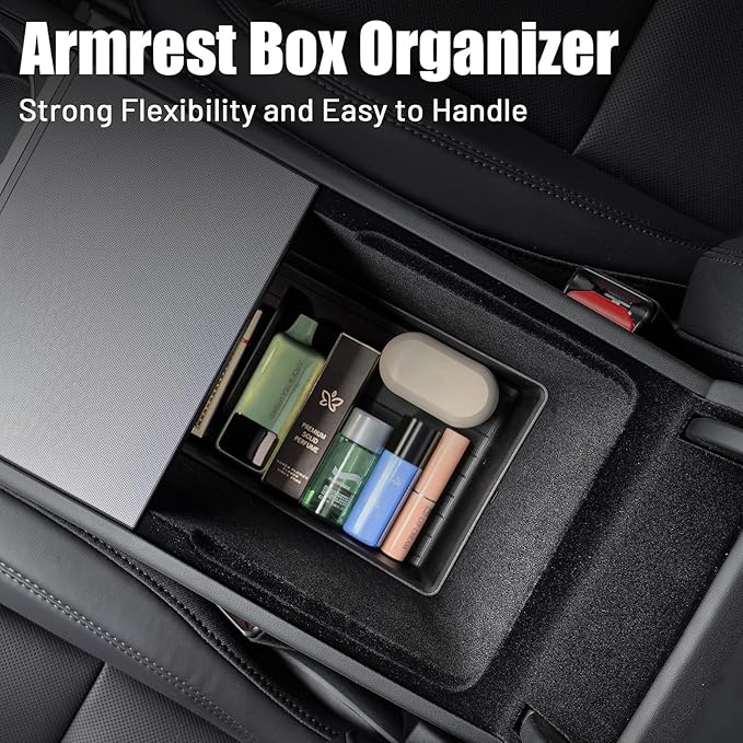 2 Pcs Center Console Organizer Bottom Trays for New Tesla Model Y Juniper Accessories 2025 2026 Armrest Box Base Tray Storage