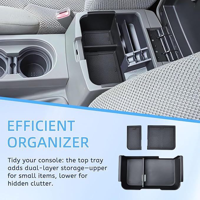 EDBETOS Center Console Organizer Tray Compatible with 2005-2021 Nissan Frontier Console Insert Tray Secondary Armrest Storage Box ABS Plastic Interior Accessories