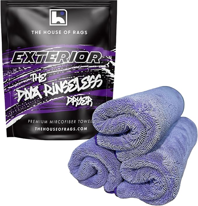 The Diva Rinseless V2 Car Drying Towel-16x20 inches, 1200 GSM Microfiber Twist Loop, Premium Korean Quality, Suede Edge Towel for Auto Detailing, Paint Safe, Purple - 3 Pack