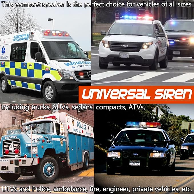12V Pa System for Vehicles, Police Siren Vehicle Pa Speaker, Ambulance Car Siren 8 Tones 130DB 200 Watt, Heavy Duty Handheld Microphone, Emergency Siren for Car Truck Vehicles