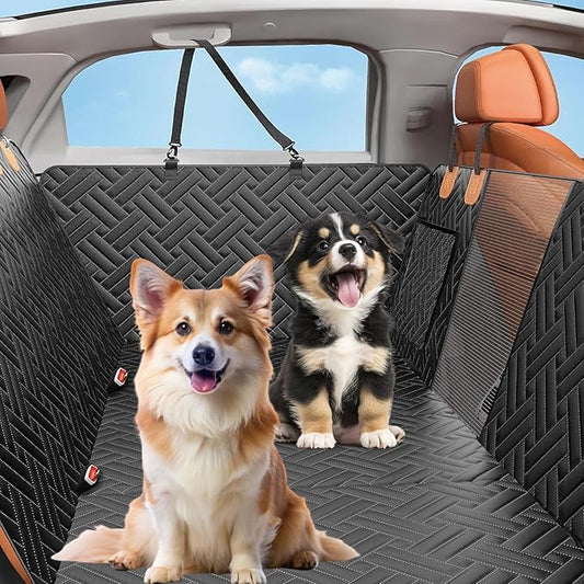 ondware Dog Car Seat Cover for Back Seat, 600D Waterproof Pet Hammock with Mesh Window and Side Flaps, Anti-Slip Dog Seat Protector for Cars, SUVs, Trucks, Scratchproof Easy-Clean