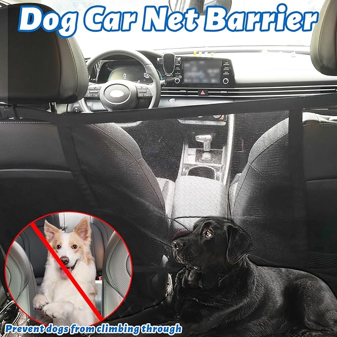 ramuel Dog Car Net Barrier for Cars, SUVs -Easy Install, Keep Pet Dogs in The Back Seats，Car Divider for Driving Safely with Children & Pets