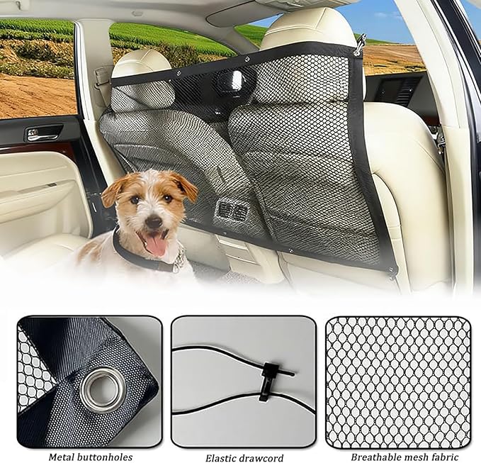 Car Pet Barrier Mesh for Back Seat for Subaru Crosstrek Limited 2019–2025, Heavy-Duty Dog Safety Net Scratch-Resistant Divider for Cars,Breathable & Secure Travel Guard,A